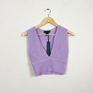 House Of Harlow 1960 Purple V Neck Ribbed Crop Top Size Small